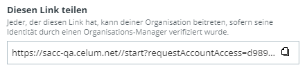 Teilen eines Links zur Organisation